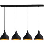 Industrielle lampe � suspension pendentif quadruple noire ? lustre vintage e27 �26 cm pour salon, chambre ...