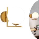 Ineasicer applique murale boule en verre blanc, globe en verre blanc avec applique murale à base dorée ... Ineasicer applique murale boule en verre blanc, globe en verre blanc avec applique murale à base dorée ...