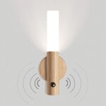 Ineasicer luminaire led applique murale en bois lampe murale d�tecteur de mouvement usb rechargeable ...