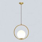 Ineasicer - moderne mode suspension lampe fer verre led luminaire suspension boule verre vec du mtal ...