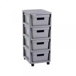 Infinity - trolley with 4 x 10l four drawers on wheels, trolley - curver