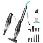 Inse aspirateur balai, aspirateur � main 2 en 1 sans sac avec fil, 9 accessoires bricolage, l�ger et ...
