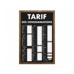 Panneau tarif des consommations traditionnel dimensions 61 x 41 cm