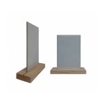 Porte menu de table en bois brut dimensions 21 x 6, 5 x 2, 4 cm avec plexi a5 - lot de 2 Porte menu de table en bois brut dimensions 21 x 6, 5 x 2, 4 cm avec plexi a5 - lot de 2