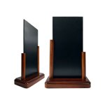 Porte menu de table en bois couleur acajou avec ardoise dimensions 20 x 10 cm - lot de 2
