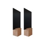 Socle cube en bois brut de dimensions 8 x 8 x 6, 5 cm avec ardoise format a5 - lot de 2