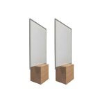 Socle cube en bois brut de dimensions 8 x 8 x 6, 5 cm avec plexi format a5 - lot de 2
