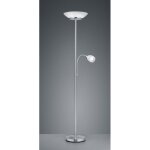 Lampadaire avec spot de lecture gerry nickel blanc verre �34 cm trio lighting