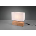 Lampe � poser rectangle woody bois naturel abat - jour blanc trio lighting