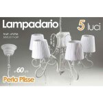 Webmarketpoint - lustre blanc 5 lumi�res avec abat - jour en tissu 60 cm