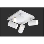 Plafonnier carr� 4 spots orientables marley blanc trio lighting