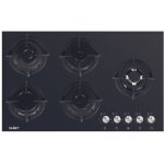 Iperbriko - samet table de cuisson minerva 90 en verre 5 foyers noir l86xp52