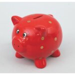 Tirelire cochon 15 cm rouge � pois