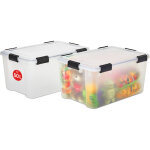 Iris ohyama, lot de 2 bo�tes de rangement, herm�tiques, 50 l, avec clips, empilable , garage, cave, grenier ...