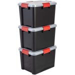 Iris ohyama lot de 3 bo�tes de rangement herm�tiques - air tight box - at - sd - noir et transparent ...