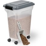 Iris ohyama, boite  croquette hermtique sur roulette avec pelles, chien et chat, 20l, ats - m, gris ...