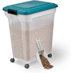 Iris ohyama, boite  croquette hermtique sur roulette avec pelles, chien et chat, 45l, ats - l, bleu ...