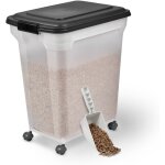 Iris ohyama, boite  croquette hermtique sur roulette avec pelles, chien et chat, 45l, ats - l, noir ...