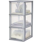 Iris ohyama, tour de rangement plastique, 3 grands tiroirs, gris, ouverture facile, format a4, a5 & a6, ...