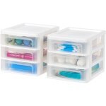 Iris ohyama, tour de rangement plastique b6, 3 tiroirs, lot de 2, blanc, cdd - xs3
