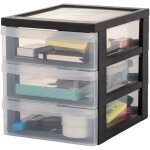 Iris ohyama, tour de rangement plastique bureau a5, 3 petits tiroirs, noir, dc - a5
