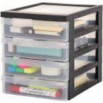 Iris ohyama, tour de rangement plastique bureau a5, 4 petits tiroirs, noir, dc - a5