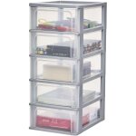 Iris ohyama, caisson de rangement plastique a4, 5 tiroirs moyens, gris, och - 2005