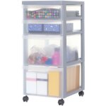 Iris ohyama, tour de rangement  roulettes, plastique, 2 grands & 2 petits tiroirs, gris, ouverture facile, ...