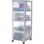 Iris ohyama, tour de rangement  roulettes, plastique, 4 grands tiroirs, gris, ouverture facile, meuble ...