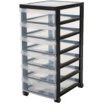 Iris ohyama, tour de rangement � roulettes en plastique, 6 petits tiroirs, noir, ouverture facile, meuble ...