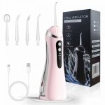 Irrigateur buccal rose - 4 buses - 3 modes - r�servoir 200ml - ipx6 �tanche - 1600 pulses / min - batterie ...