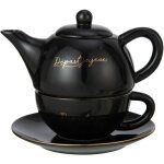 Thire goste en porcelaine noire dpart joyeux