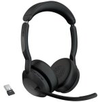 Jabra - evolve2 55 headset casque sans fil bureau / centre decalls bluetooth base dechargement noir