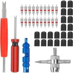 Jalleria - 44pcs demonte obus valve, demonte pneu voiture valve pneu outil de reparation pour les voitures, ...