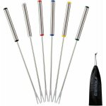 Lot de 6 fourchettes  fondue, brochettes en acier inoxydable pour fromage viande chocolat dessert - ...