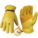 Gants de travail d'hiver en cuir, gants de jardinage thermiques doubls en polaire, gants de jardinage ...