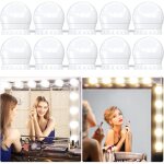 Lumi�re de miroir, 10 ampoules hollywood kit de lumi�re led, c�bles parfaitement cach�s, 3 couleurs et ...