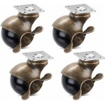 Roulettes � billes de 5, 1 cm avec frein roulettes � plaque sup�rieure en laiton antique � 360 degr�s ...