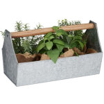 Jardini�re en zinc avec poign�e en bois