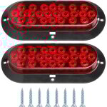 Jeffergarden lot de 2 feux arri�re de freinage ovales rouges 6 pouces 24 led, feux arri�re �tanches pour ...