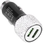 Jeffergarden chargeur de voiture usb 5 v, double port dcor de strass, adaptateur de charge rapide, ...