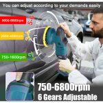 Jeffergarden - ponceuse orbitale sans fil � moteur sans balais de 125 mm, outil de meulage du bois, polisseuse ...