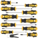 Jeu de 12 tournevis magn�tiques, 5 phillips et 5 � t�te plate, poign�es ergonomiques professionnelles, ...