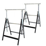 Jeu de 2 tr�teaux t�lescopiques pliables chevalet �chafaudage hauteur r�glable 80 - 130cm 200kg max.