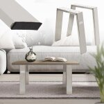 Ml - design - jeu 2x pieds de table loft 44x42 cm, argent, profil 8x2 cm, acier inoxydable, design industriel, ...