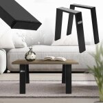 Ml - design - jeu 2x pieds de table loft 44x42 cm, noir, profil 8x2 cm, acier, design industriel, forme ...