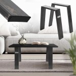 Ml - design - jeu 2x pieds de table loft 44x42 cm, poudre clair mat, profil 8x2 cm, acier, design industriel, ...