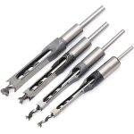 Jeu de 4 b�danes forets � trou carr�, b�danes creux en acier outils de menuiserie set (1 / 4 - 1 / 2 ...