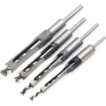 Jeu de 4 b�danes forets � trou carr�, b�danes creux en acier outils de menuiserie set (1 / 4 - 1 / 2 ...