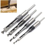 Jeu de 4 bdanes forets  trou carr, bdanes creux en acier outils de menuiserie set (1 / 4 - 1 / 2 ...